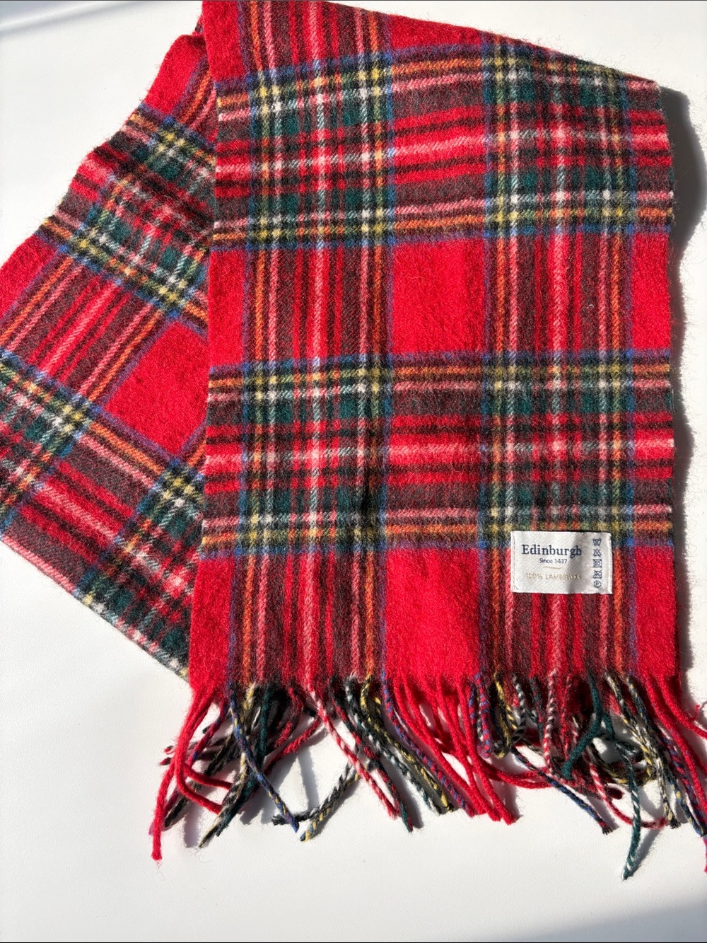 Edinburgh Lambswool Red Tartan Scarf